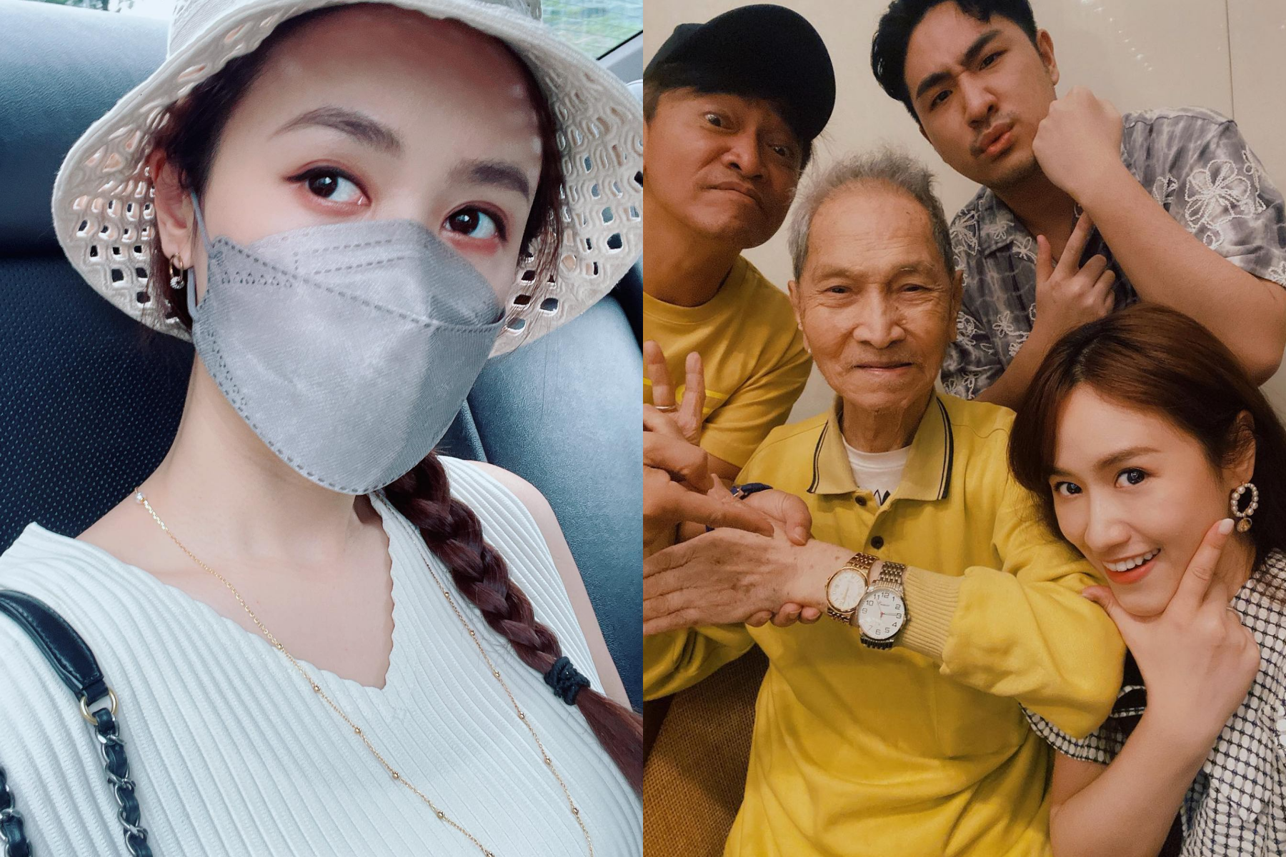 吳宗憲（右圖左1）90歲父親（右圖中）日前病逝，26日吳姍儒（左圖、右圖右1）在IG發文悼念。（翻攝自吳姍儒IG）