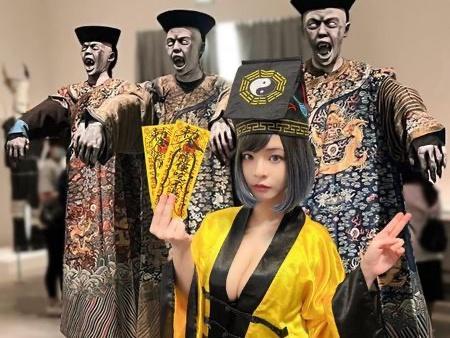 郭鬼鬼化身爆乳道士引起爭議。(翻攝自郭鬼鬼臉書)