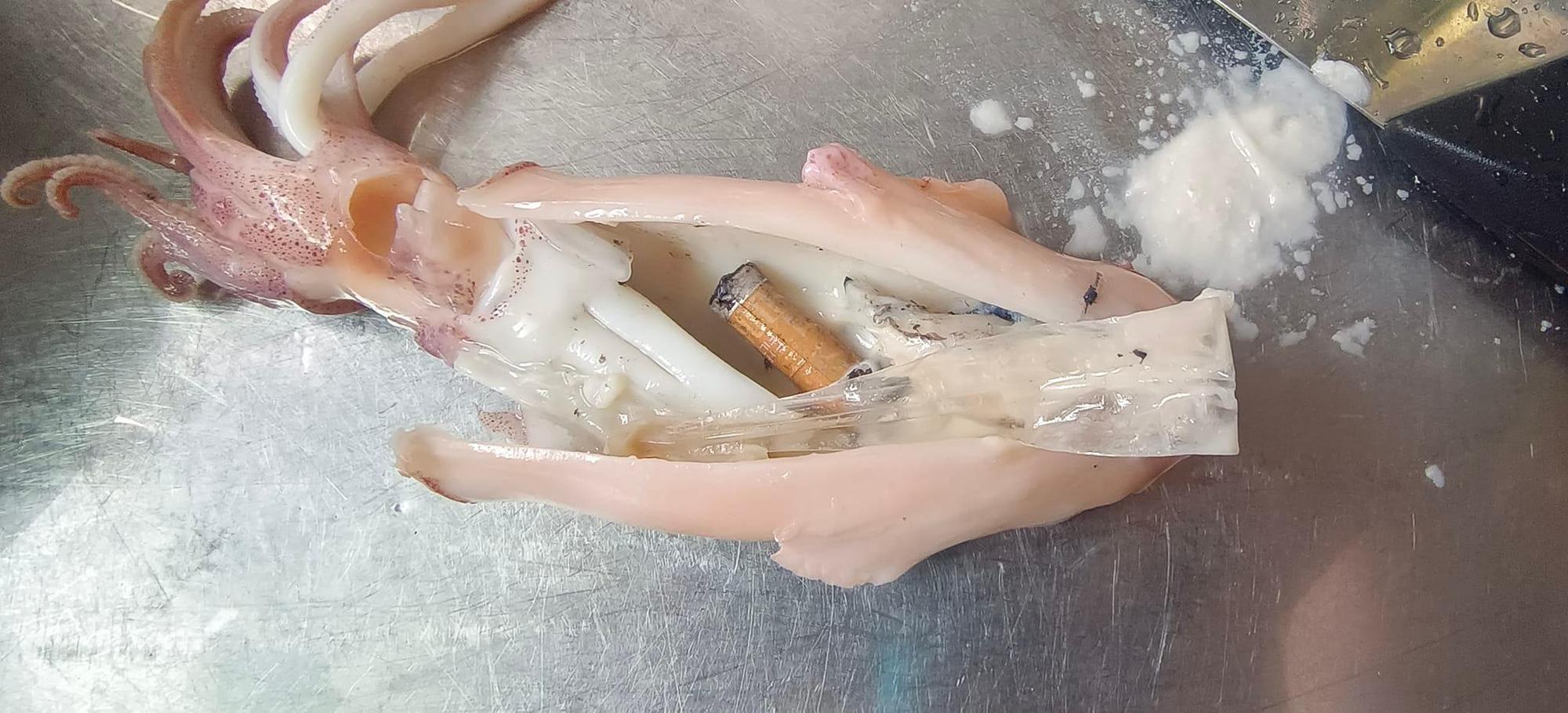 有網友貼出小卷度子裡竟是香菸的照片，引發熱議。（翻攝爆廢公社公開版）