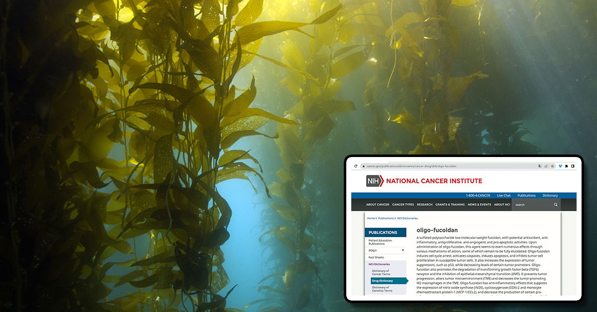 台灣小分子褐藻醣膠(oligo-fucoidan)收錄於美國國家癌症研究所 (National Cancer Institute) 藥物及天然物詞典
