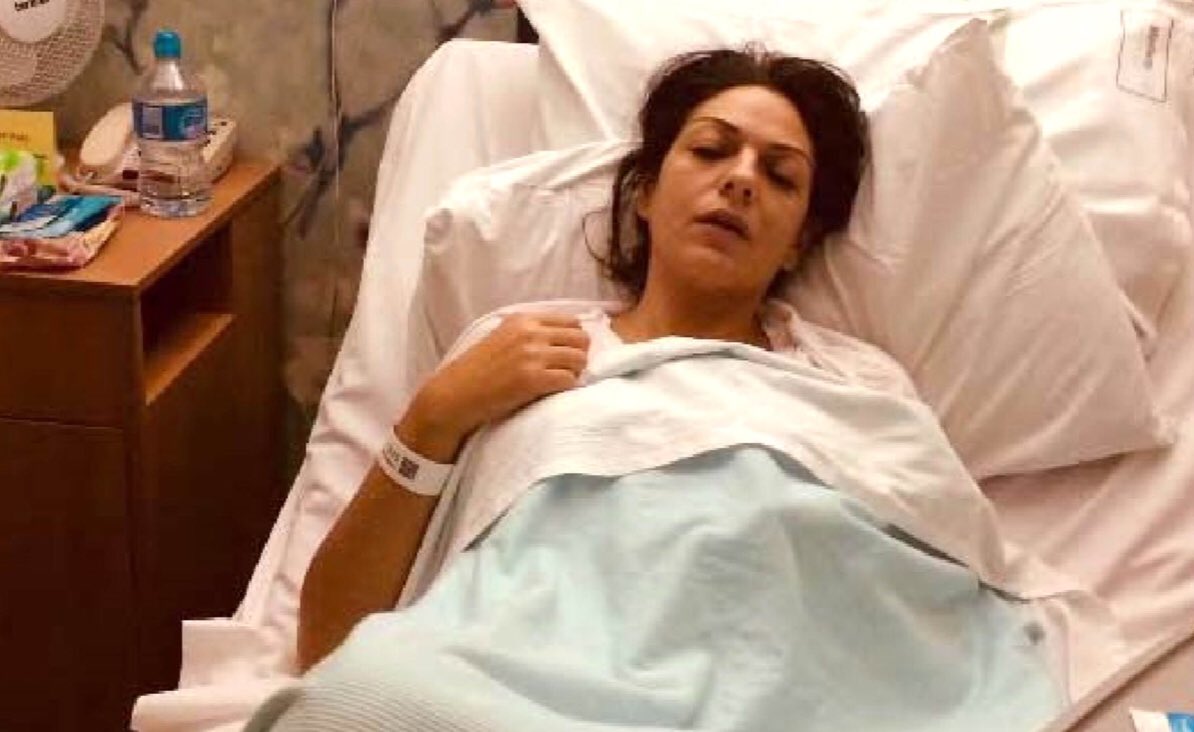 艾可芭絲利用自己切除膽囊的手術事後照，在募資平台上進行詐騙。（翻攝自推特）