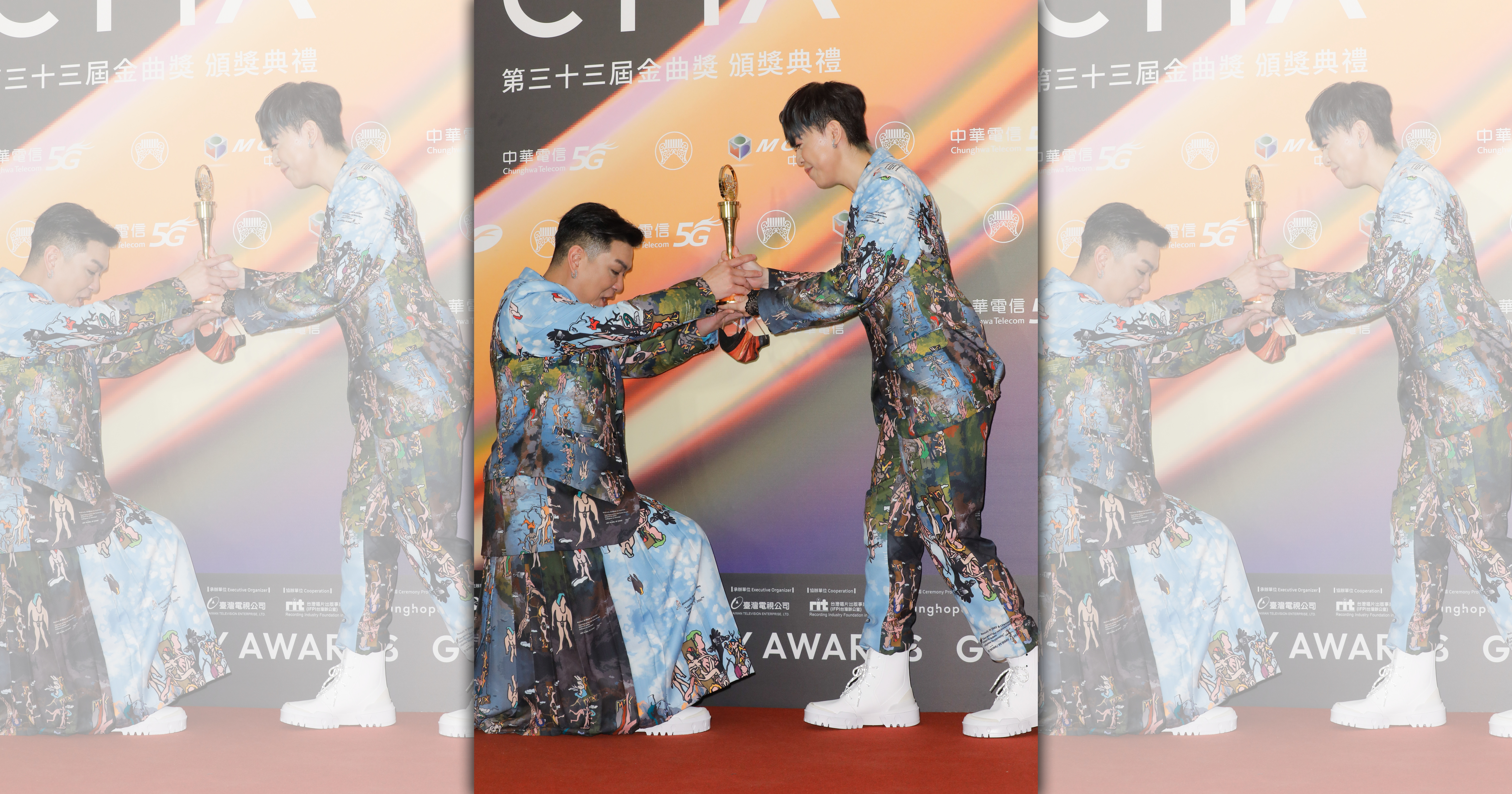 製作人男友（Samuel）當場單膝下跪當場向江惠儀求婚。