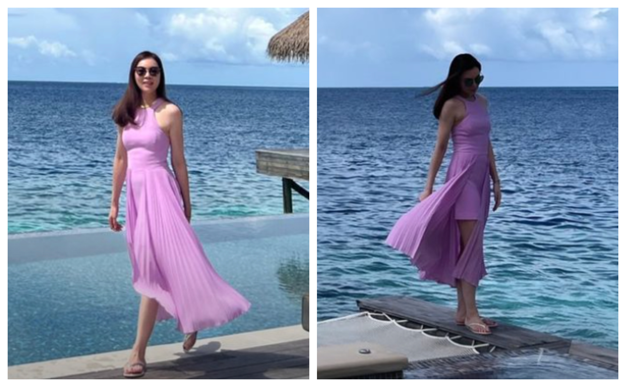 曾馨瑩在馬爾地夫，享受度假時光。（翻攝曾馨瑩IG）