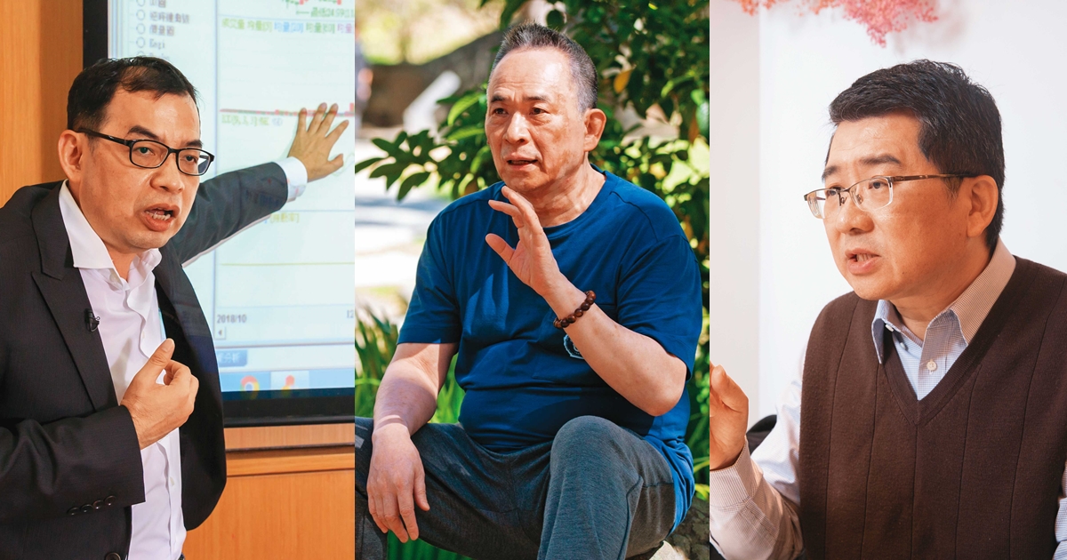 鄭廳宜（左起）、蕭明道、張真卿3位台股資歷超過30年的投資老手，分享熊市投資策略。