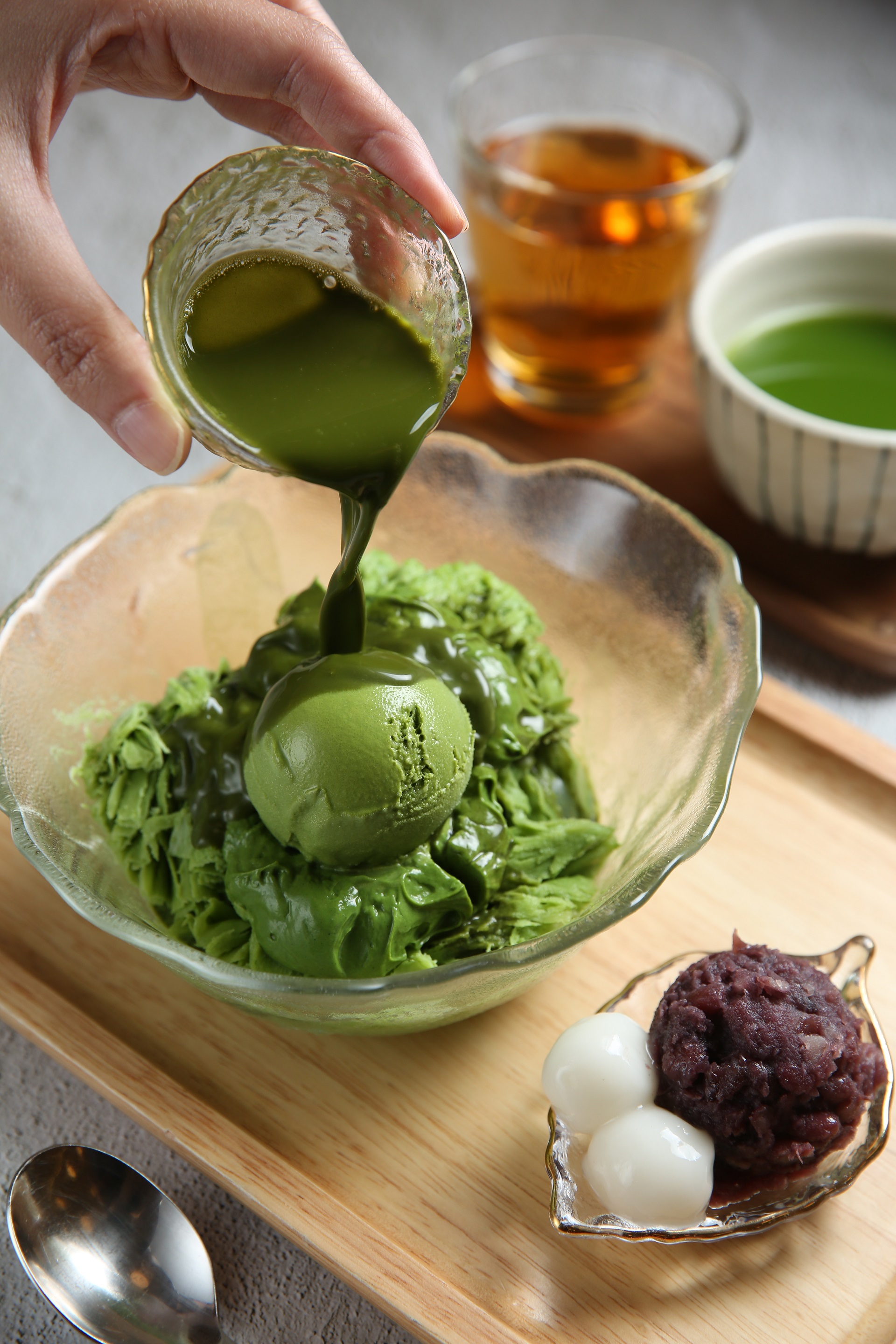 「濃抹茶卡士達宇治金時」以鬆棉的抹茶雪花冰與抹茶冰淇淋，搭配香滑抹茶卡士達，是抹茶控的最愛。（290元／份）