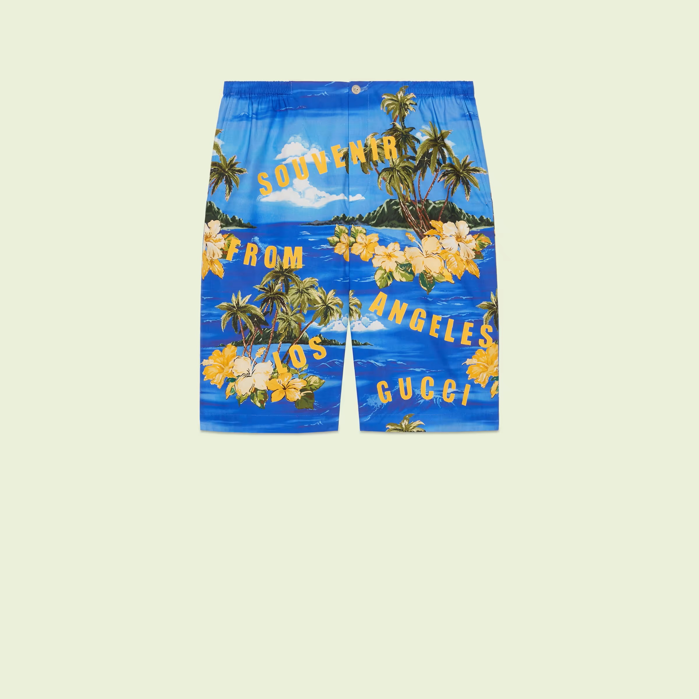 藍色印花短褲。NT$29,700。(古馳提供)