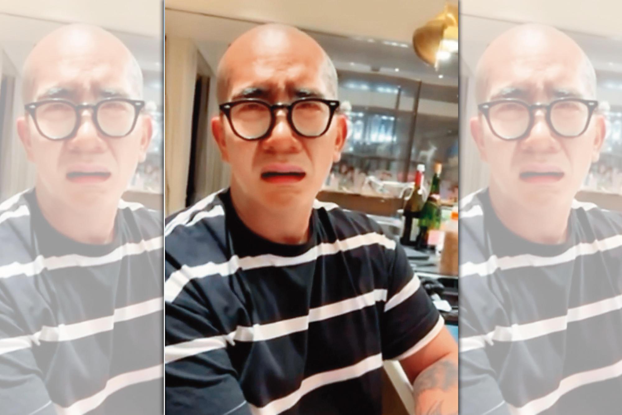 具俊曄哭著說愛大S一生一世,畫面令人感動,但其實是用了哭臉濾鏡。(翻攝自小S IG)
