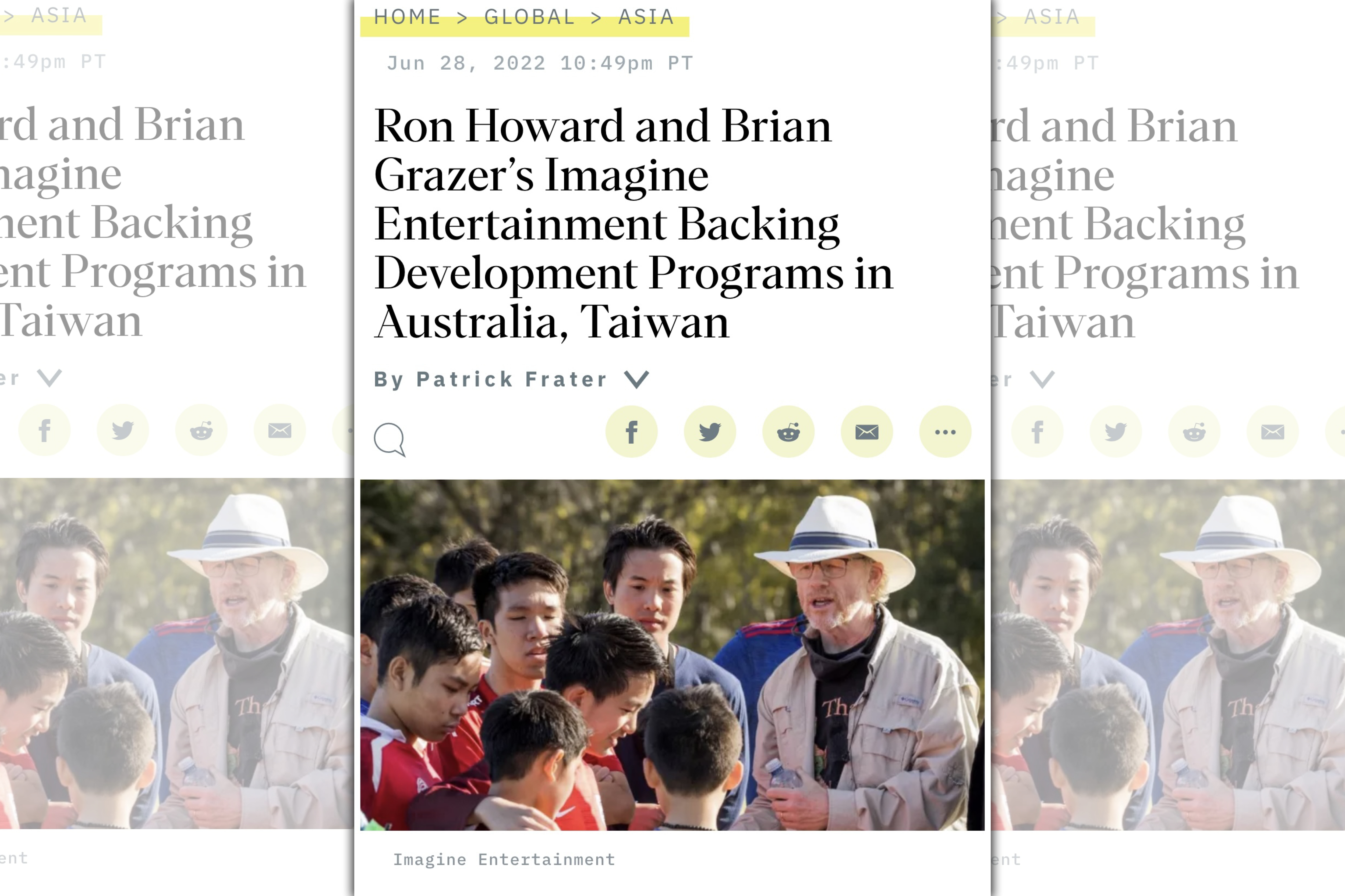 奧斯卡最佳導演朗霍華（右）致力栽培新秀，將協助本地編導團隊學習好萊塢打造美劇的經驗。（翻攝自variety.com）