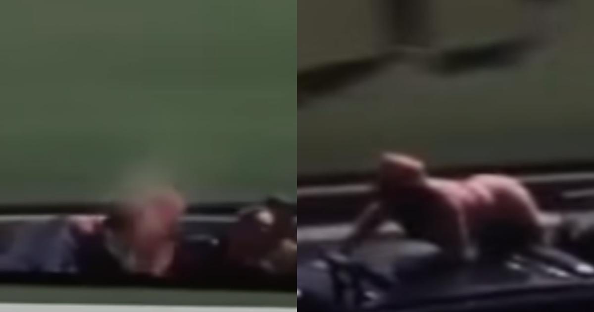 甘迺尼頭部中彈身亡,其妻賈桂琳爬到禮車後方捧起他的腦組織。(翻攝自YouTube)