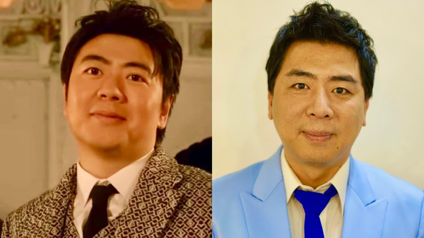 梁赫群在社群網站貼出郎朗跟自己的比對照。(翻攝自梁赫群臉書)