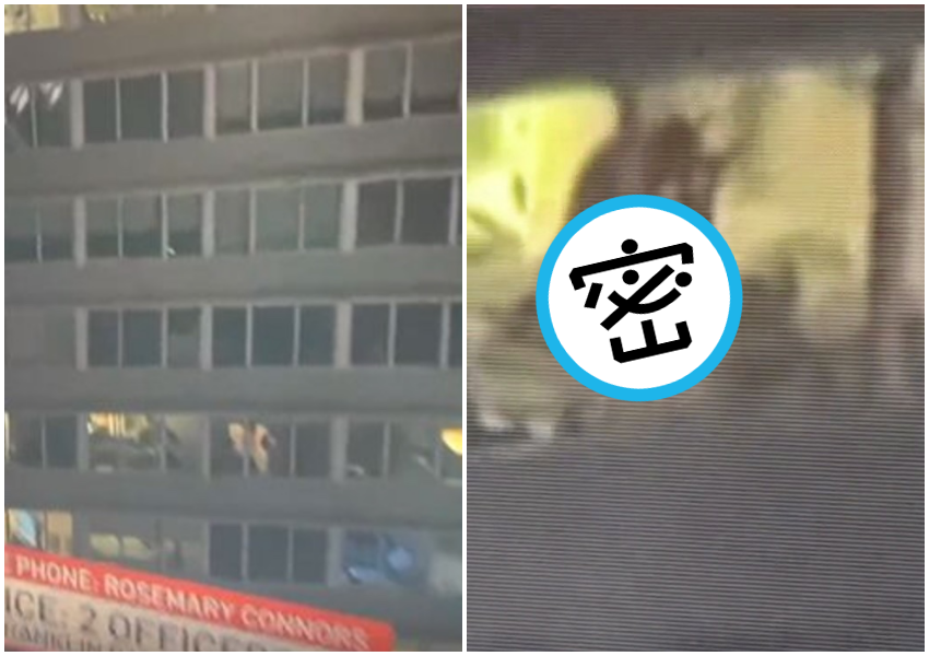 美國費城槍擊案新聞直播意外捕捉到一對男女進行衝刺運動。(翻攝自推特)