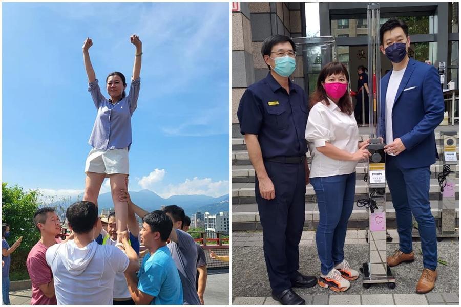 台北市議員游淑慧為了拍攝啦啦隊電影，要被舉高高，半年狂減17公斤。（翻攝自游淑慧 台北市議員臉書）