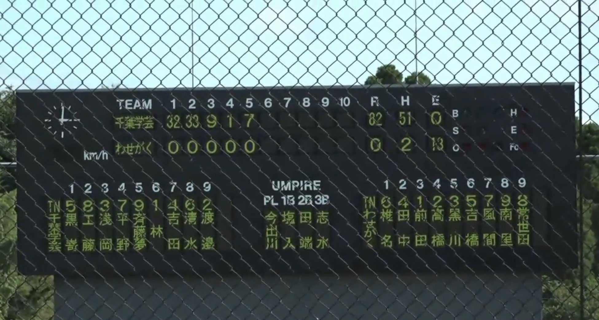 千葉學藝高校竟以82比0完封早學高校，改寫單局、單場最多得分等紀錄。（翻攝自推特）