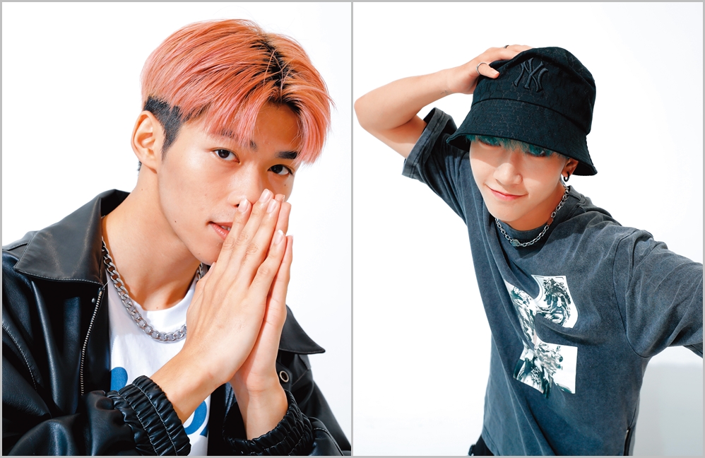 小孩（右）和蔡承祐（左）拍照時的眼神與肢體動作渾然天成，天生就是演藝人才。