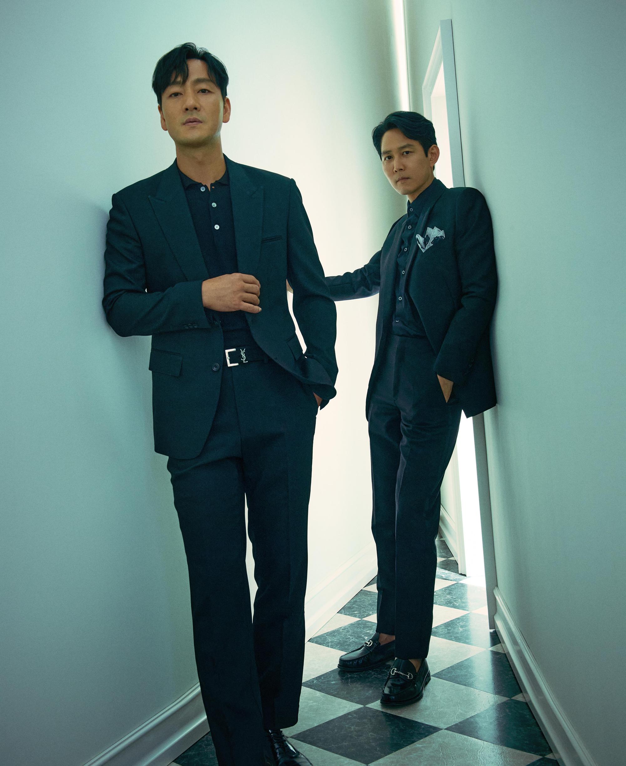 《魷魚遊戲》朴海秀(左)與李政宰。(Netflix提供)
