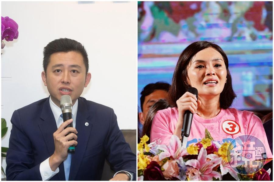 林智堅（左圖）的英文競選口號「Keep Going！」遭指與李眉蓁（右圖）競選高雄市長時的口號雷同。（本刊資料照）