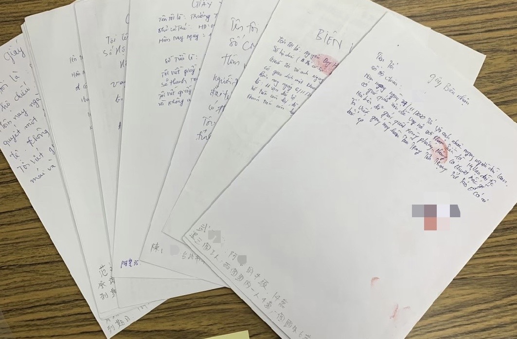 查扣的不實切結書。（移民署提供）