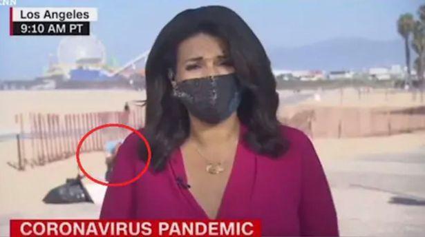 CNN女主播野外連線超18禁！那個女生脫褲露下體，全球都看見了。（翻自CNN畫面）
