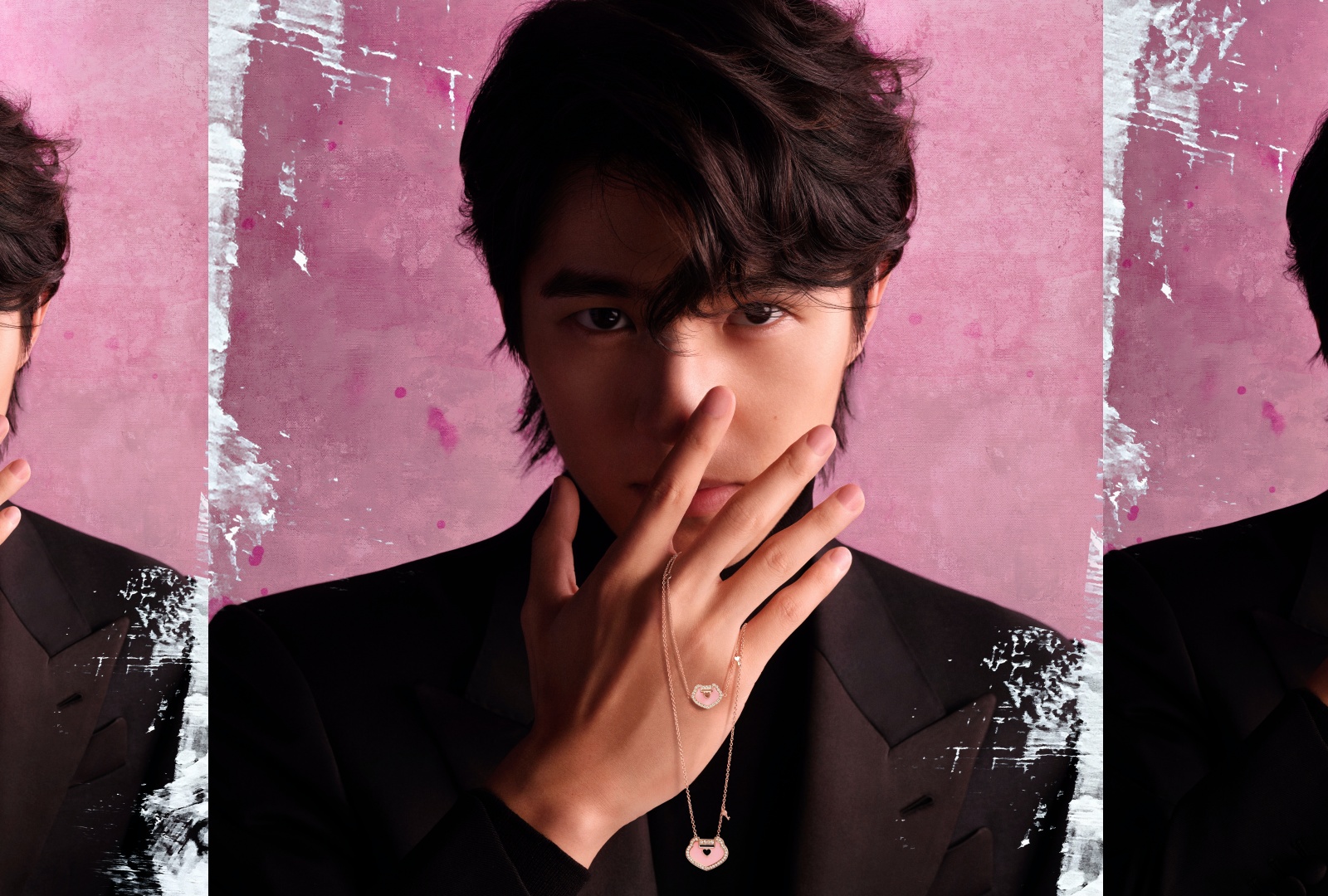 劉昊然為Qeelin代言人，拍攝Yu Yi小粉鎖系列視覺及影像大片。（Qeelin提供）