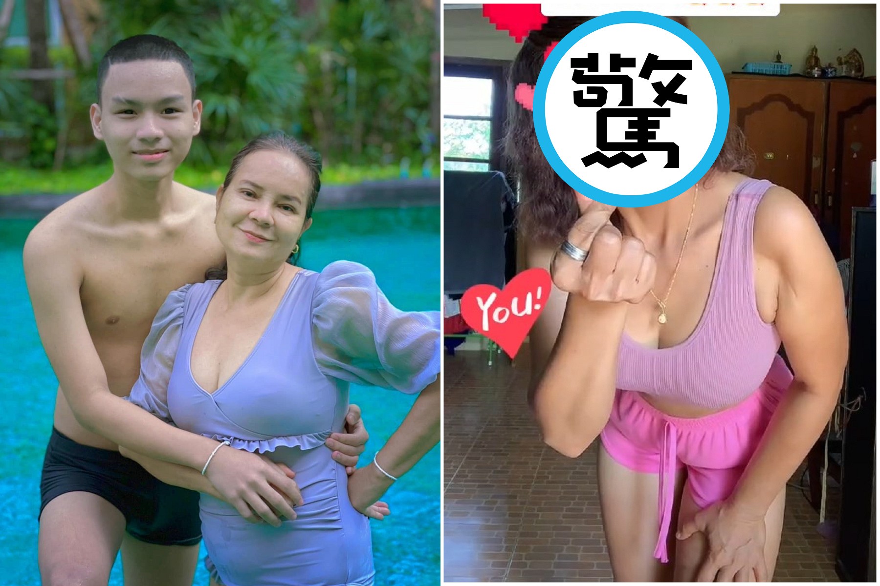 嫩男專挑50+熟女愛愛，爆乳小三曝光！網驚「不科學啊」。（翻自TikTok）