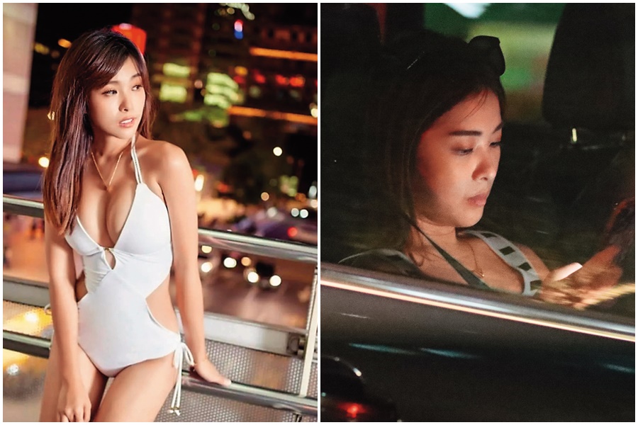 劉錚最近的正牌女友出現，氣場強大地坐在副駕駛座上，名字叫夏乙薇。（左圖翻攝自cookie0258 IG）