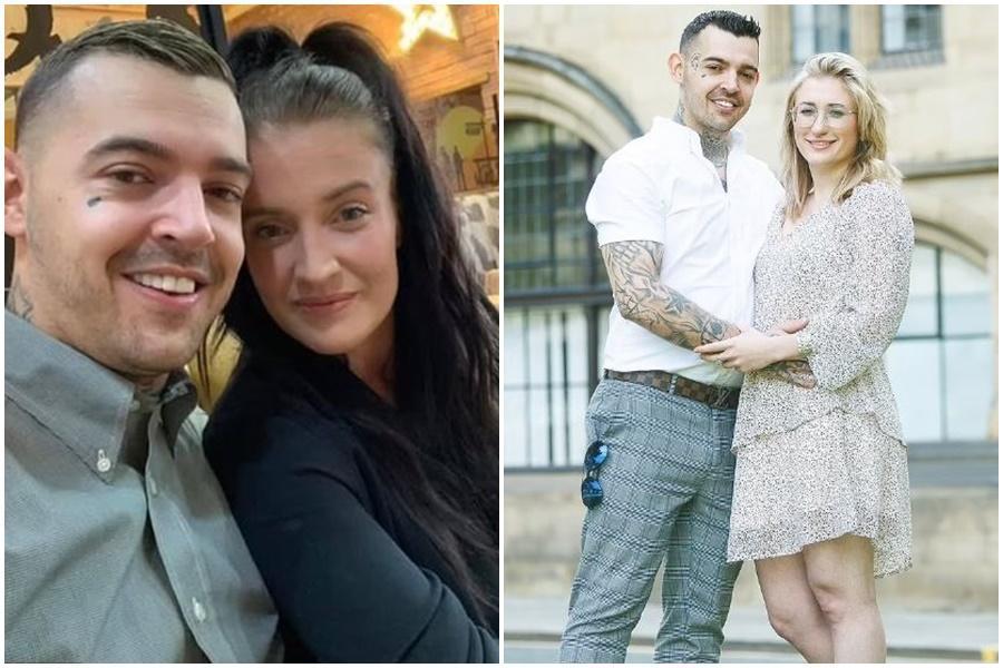 英國保全賈奈特為了烏克蘭正妹難民凱卡蒂姆（右），選擇拋家棄女（左圖為前妻），被因此吃上婚姻官司。（翻攝自推特）
