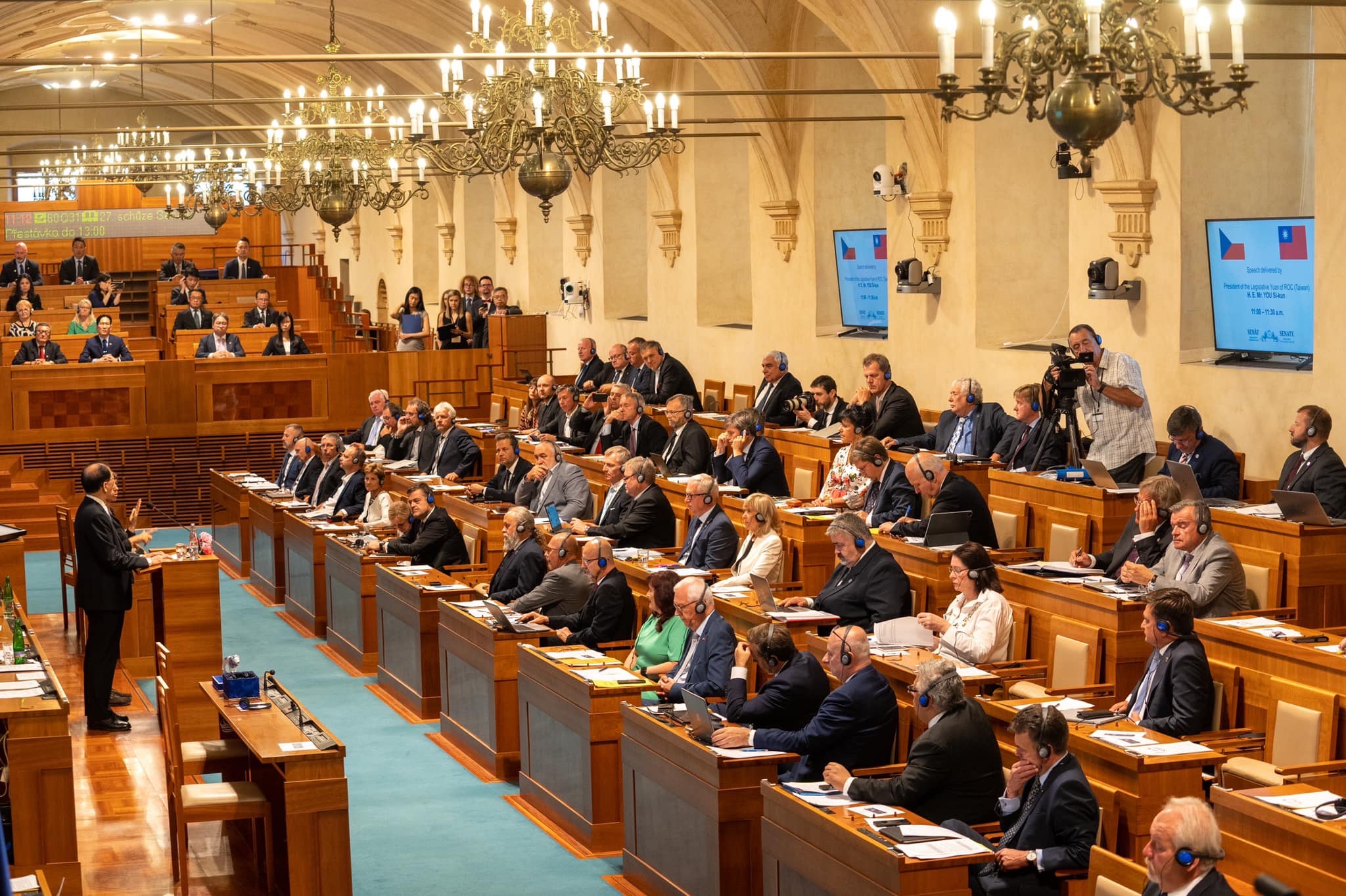 我國立法院長游錫堃日前訪問捷克並發表演說，而捷克近日也通過友台提案。（翻攝自游錫堃臉書）