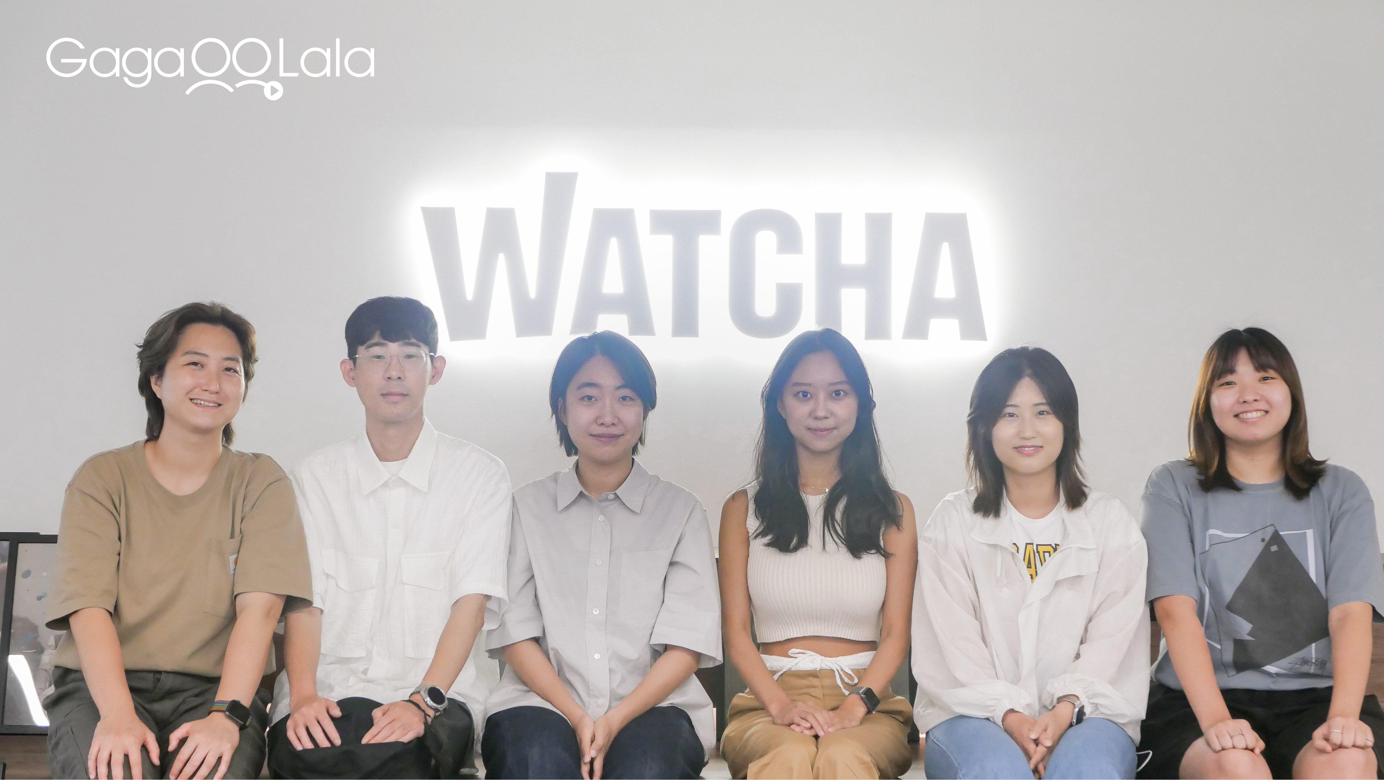 串流平台Watcha請到實境秀經驗豐富的製作人團隊林憼兒（左起）、河憲卓、孔玟珵、曺婑彩、趙庭影、李明宙打造《致我的季節：春，朴宰燦篇》。（GagaOOLala提供）