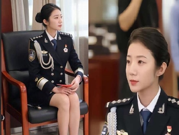 中國警察網記者張津瑜由於長相出眾，曾拍攝形象廣告，近日卻捲入私密片外流風暴。（翻攝推特）