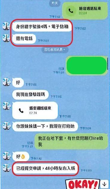 詐騙集團騙取個資訊息。(警方提供)