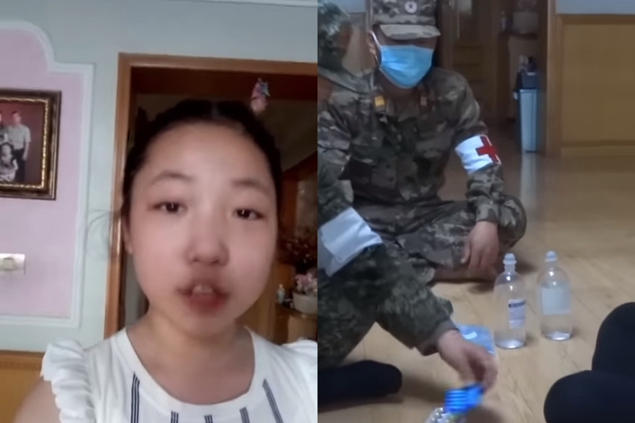 松雅因被隔離在家，順便介紹稱有人染疫時，會有軍人負責送藥物。（翻攝自 Sary Voline [송아 SongA Vlog] YouTube）
