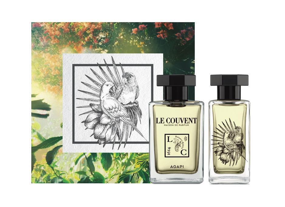 AGAPI 愛情鳥之水，享受在愛情中每刻精彩與自由，交流著你我香氣間最純粹的快樂。洛蔻芳愛情鳥之水100ML/3,300元、50ML/1,950元、10ML/500元