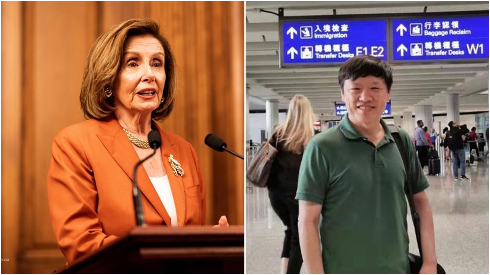 針對裴洛西（左）訪台計畫一事，胡錫進（右）連日發文放話。（翻攝自Nancy Pelosi臉書、胡錫進推特）