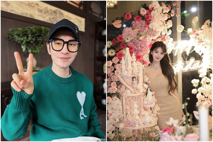 黃曉明（左圖）與Angelababy今年1月結束7年婚姻。恢復單身的他感情世界界非常精彩，5月傳出新歡是網紅葉珂（右圖）祕戀中。（翻攝自黃曉明、葉珂微博）