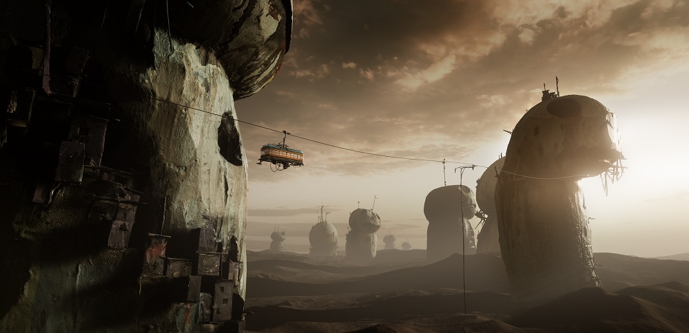 金馬動畫導演王登鈺執導的VR電影《紅尾巴》描述男孩為了追尋空中飄來的紅尾巴，來到一座奇幻城市。（高雄市電影館提供）