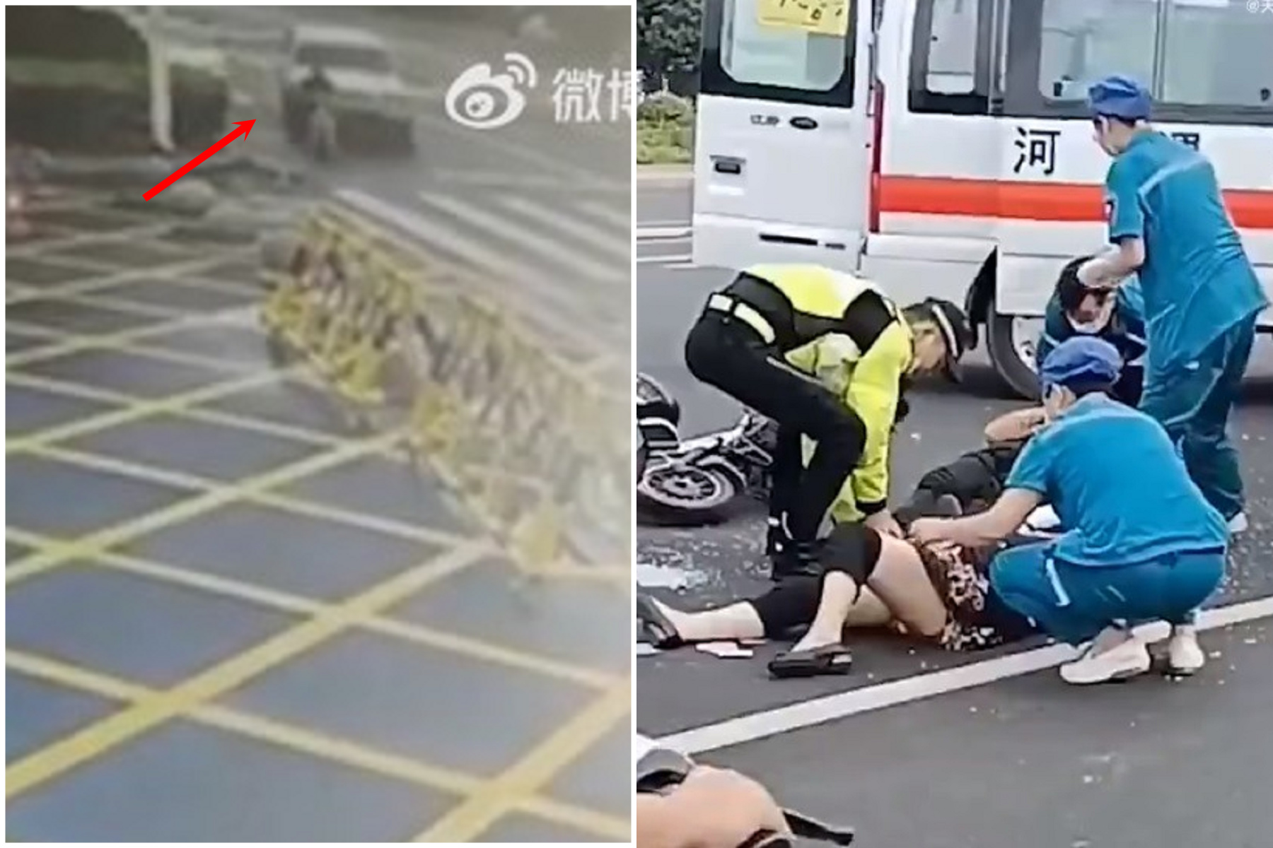 越野車把民眾當人肉保齡球亂撞，河南嚴重車禍31死傷。（翻自微博）