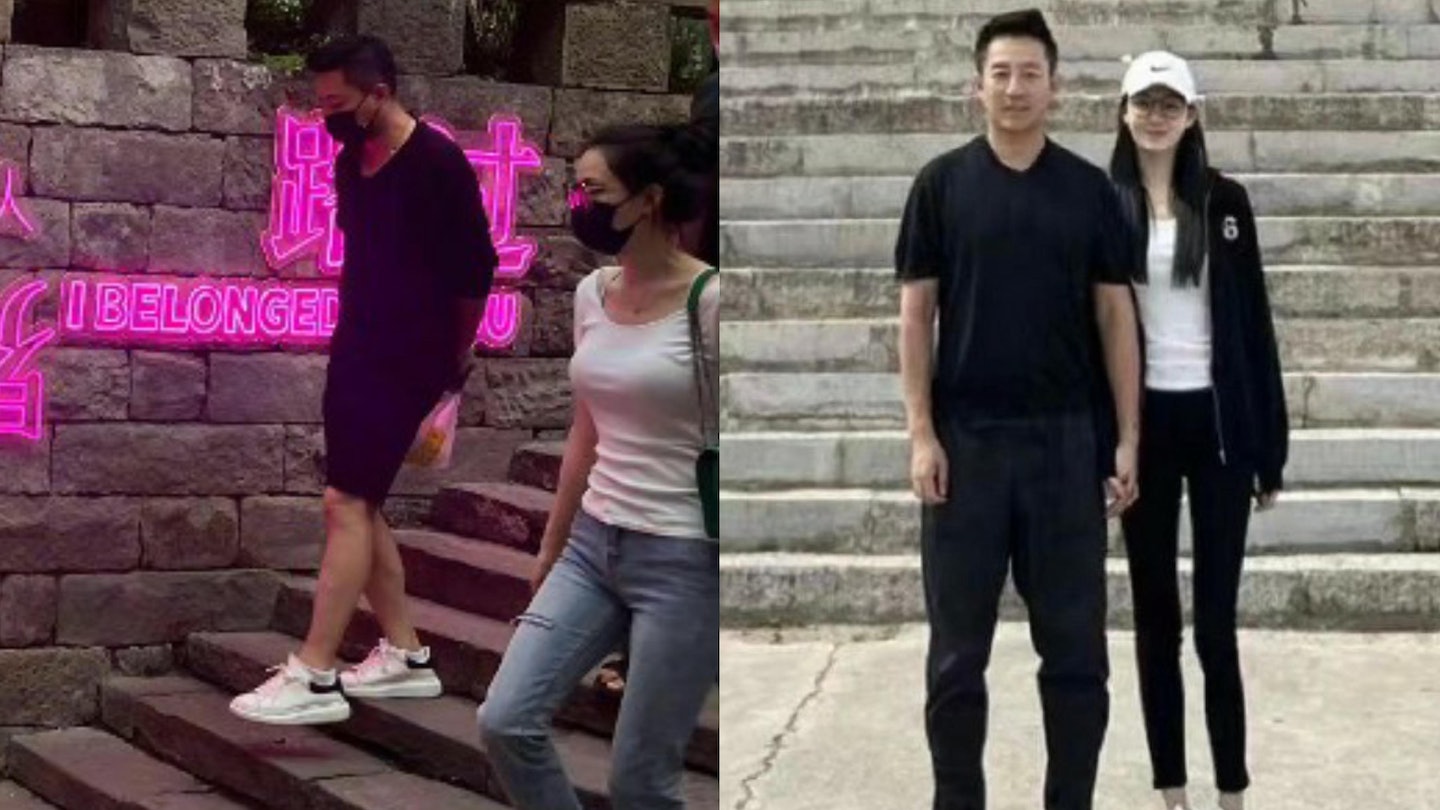 據聞，汪小菲貼了又刪與張穎穎的十指緊扣合照；左則為他們早前被拍的出遊照。（翻攝微博）