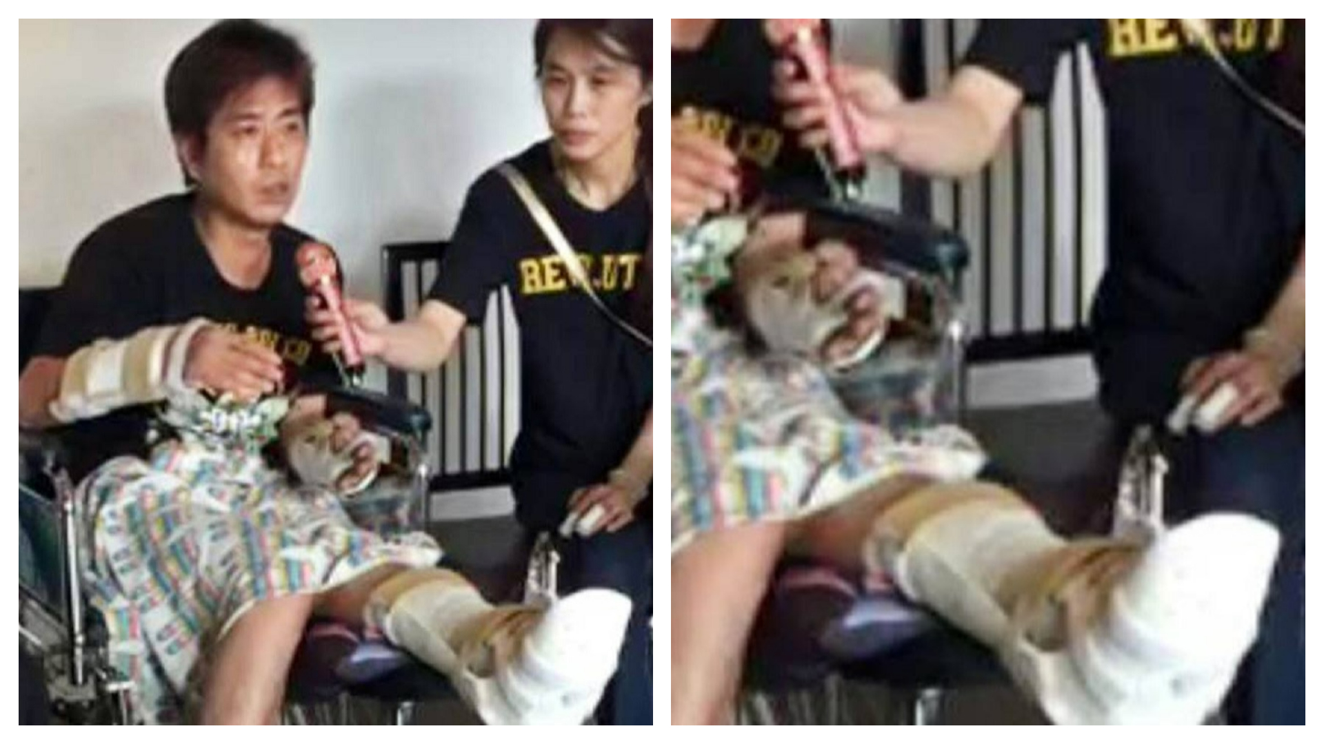 吳小哲因直播賣商品起糾紛，被人押走打斷手腳丟包。（翻攝畫面）