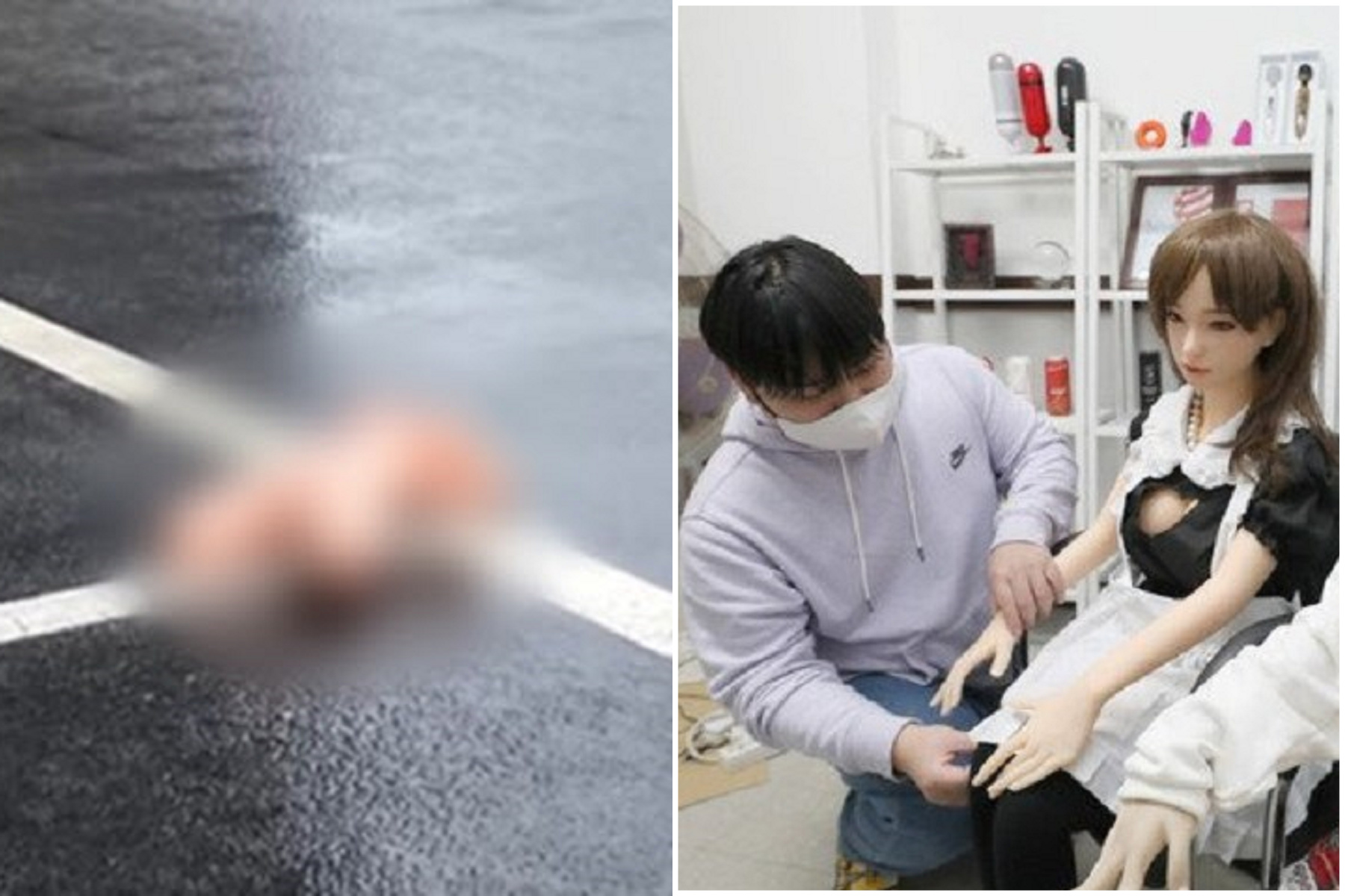 誰的洨噴在她身上？「裸女」墜樓壓壞車，警搜查DNA追主人。（翻自《韓聯社》）