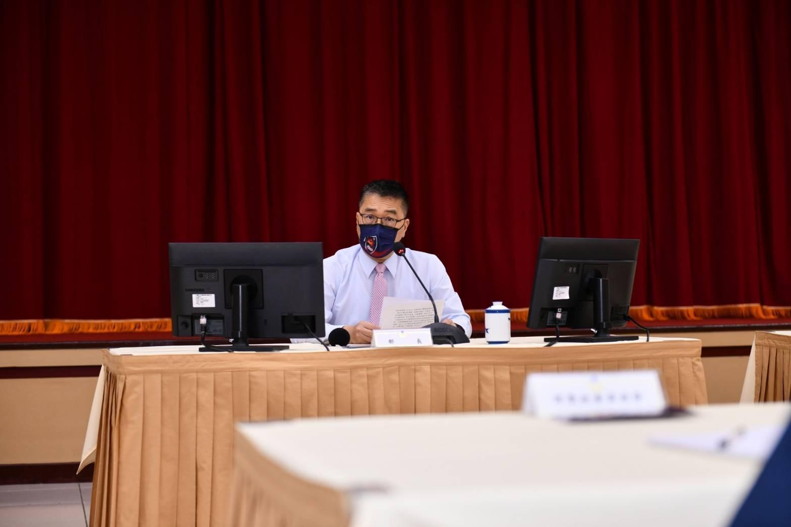 內政部長徐國勇今日下午出席警政署7月份署務會報，強調淨化選前治安的重要性。（警政署提供）