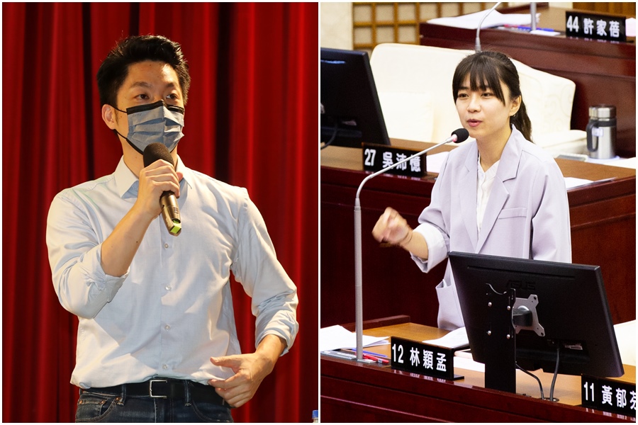 蔣萬安（左圖）說雙城論壇花了95萬不浪費，林穎孟（右圖）傻眼表示「真的選上市長還得了？要當散財公子嗎？」（本刊資料照）