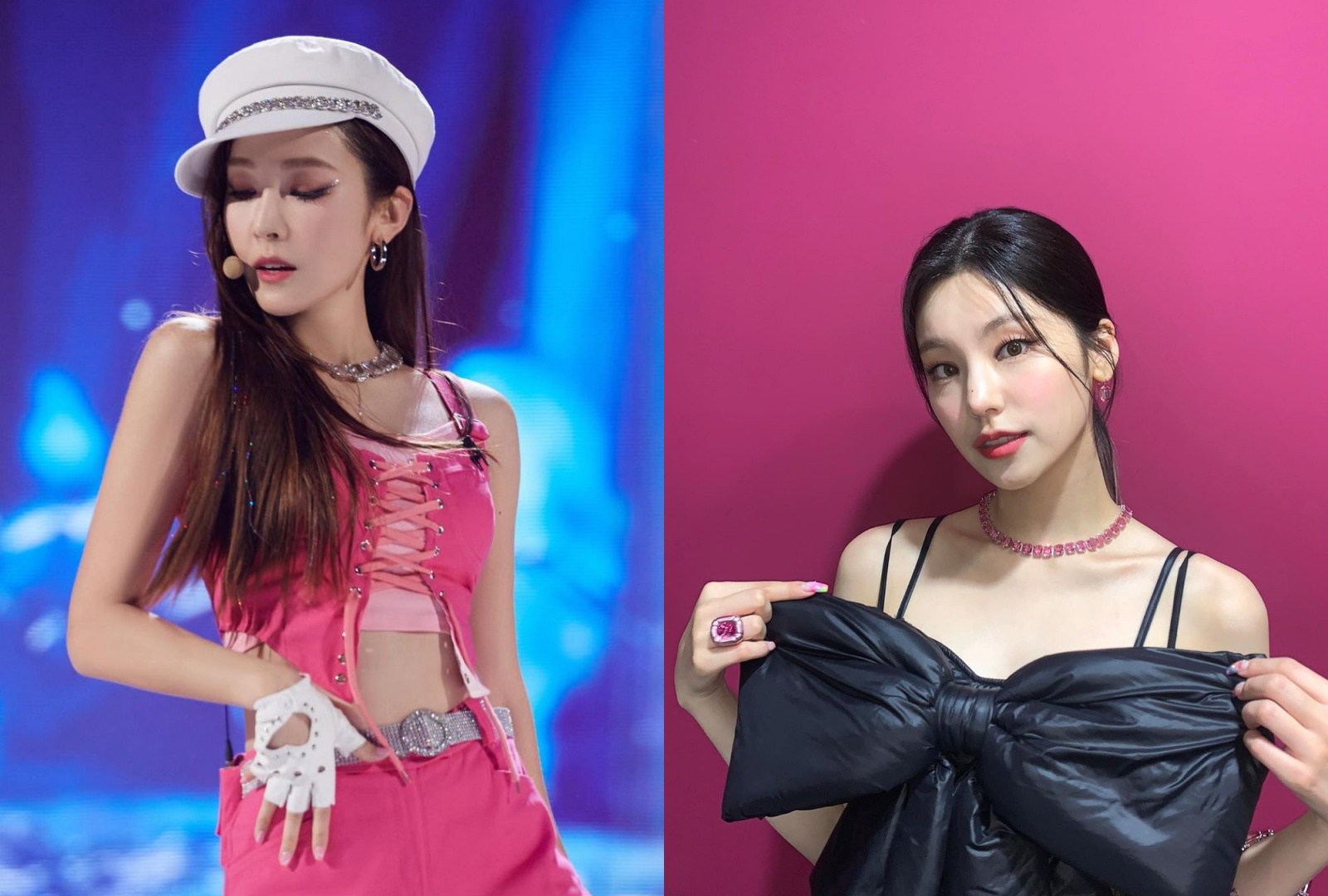 Jessica（左起）鄭秀妍與女團ITZY成員禮志皆挑選Millenia系列。（施華洛世奇提供）