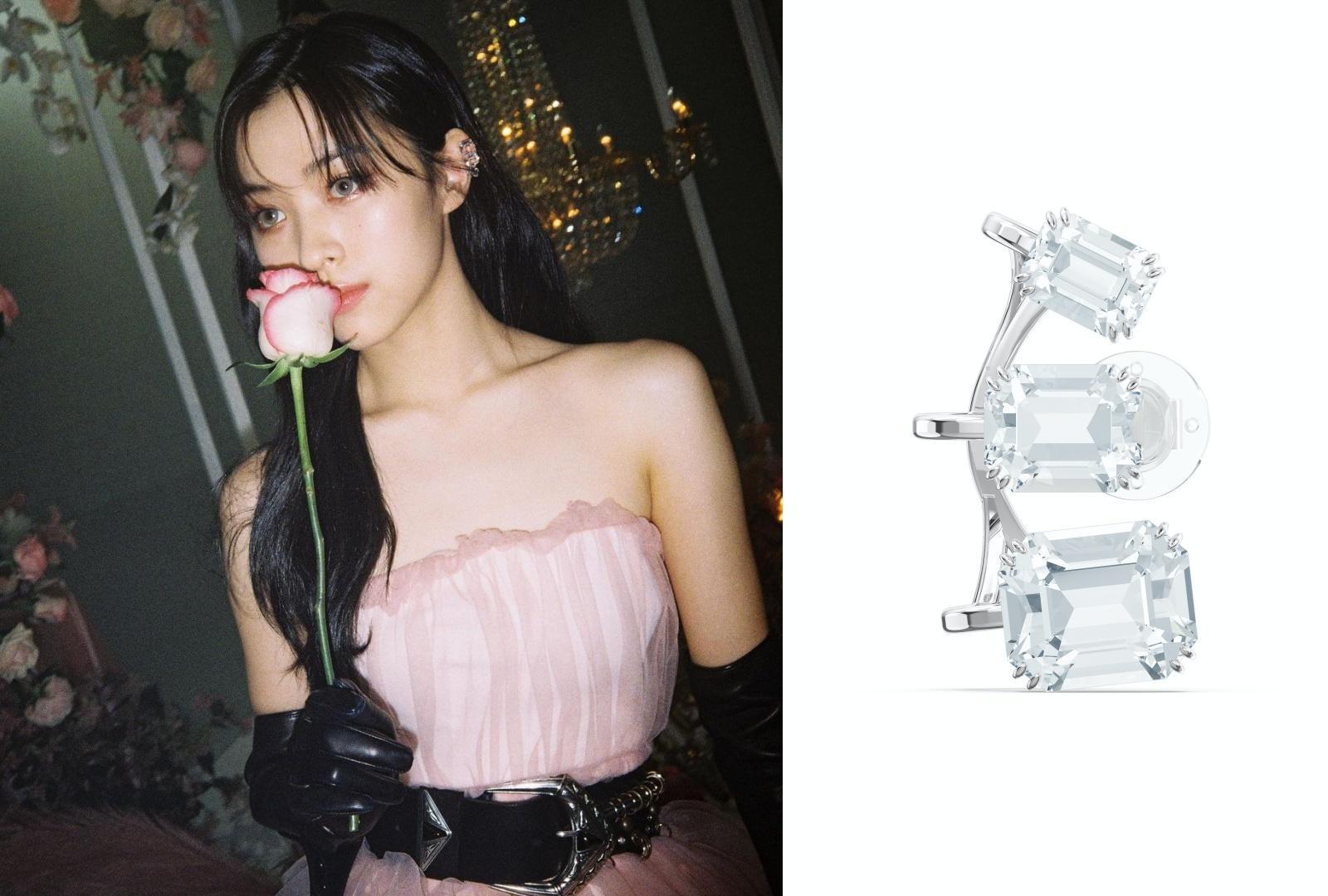女團ITZY成員留真配戴Millenia耳骨夾。NT$3,850(施華洛世奇提供)