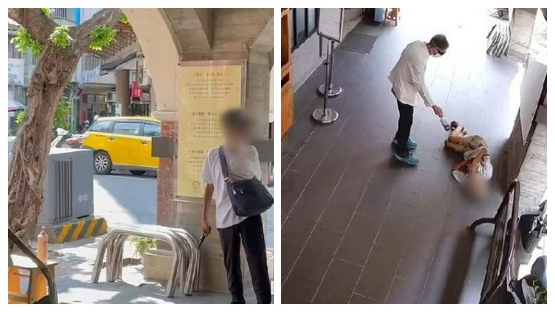 許翁疑不滿鍾男勸他離開，蟄伏50分鐘後竟持刀砍傷對方。（翻攝畫面）