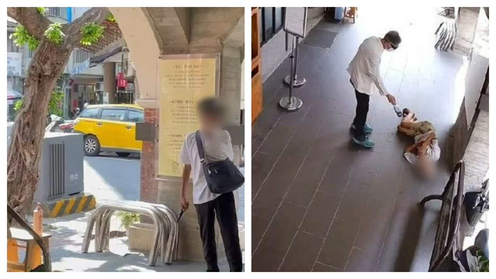 許翁疑不滿鍾男勸他離開，蟄伏50分鐘後竟持刀砍傷對方。（翻攝畫面）