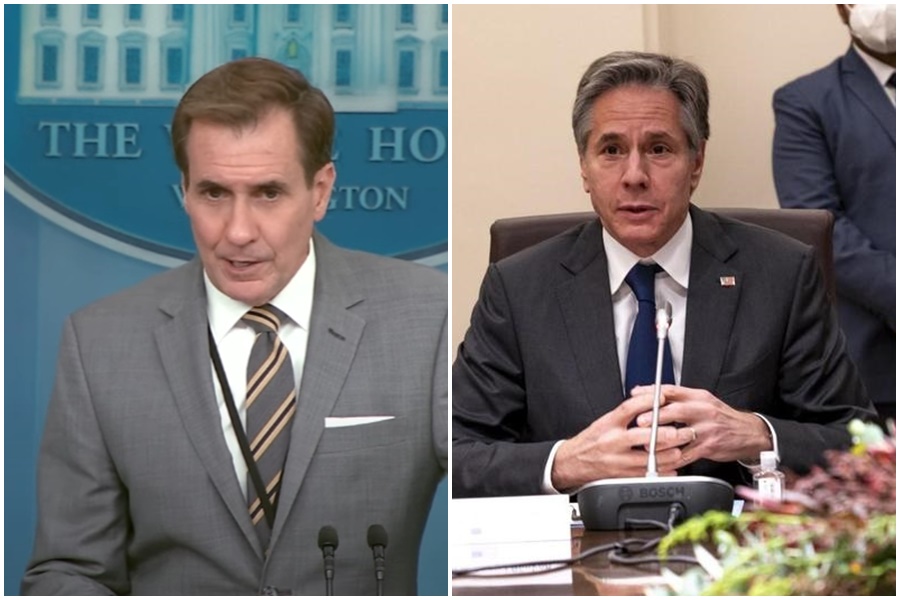 柯比（左）以及布林肯（右）代表美方表達對裴洛西訪台的支持，同時呼籲中國不要升級緊張局勢。（左圖翻攝自白宮YouTube頻道，右圖翻攝自布林肯推特）