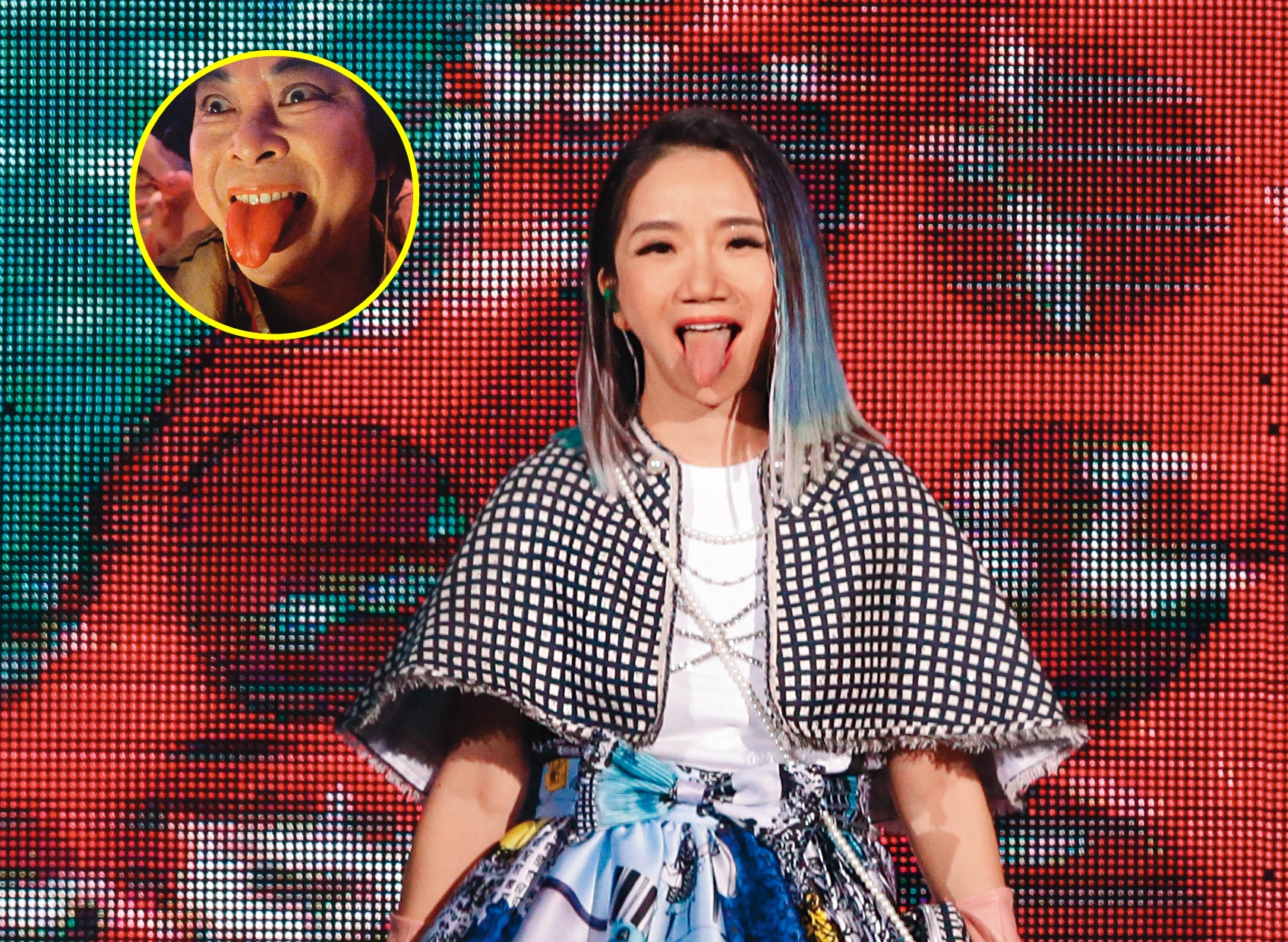 陶晶瑩首度登上台北小巨蛋開唱，為了感謝老公，她伸長舌放話：「今晚我會好好聽候差遣。」