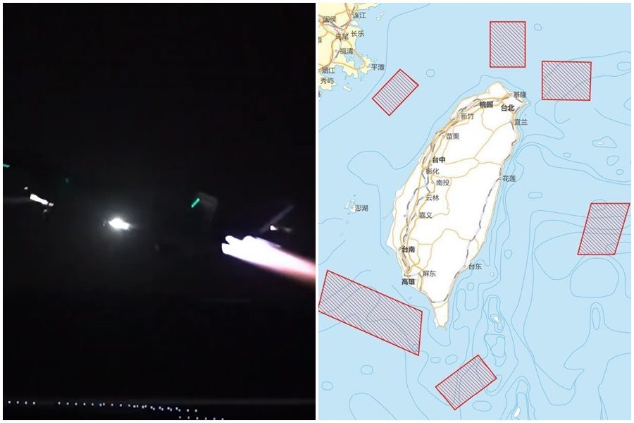 共軍隨即宣布明起連續3天將在台灣周邊6個海域進行軍演，今日凌晨已有戰機升空。（翻攝自新華網、YT）