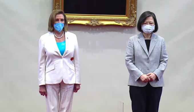 總統蔡英文今接見裴洛西。（翻自總統府推特）