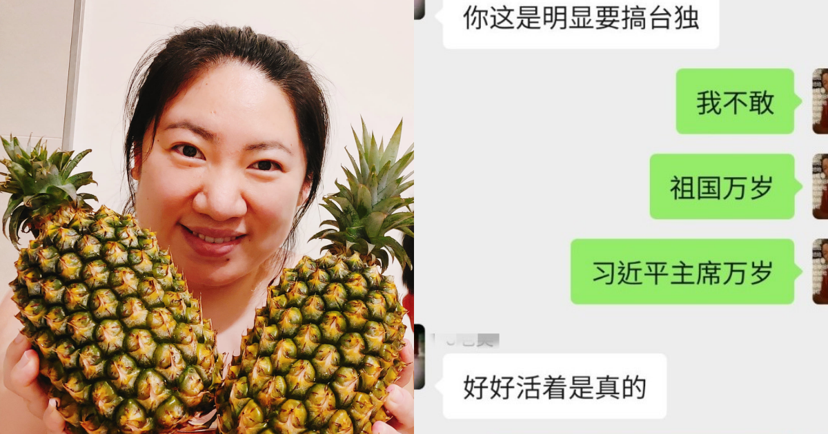 焦慮主婦Lia與親人分享裴洛西訪台看法，卻被指控台獨，讓她趕緊「輸誠」。（翻攝自焦慮主婦Lia臉書）